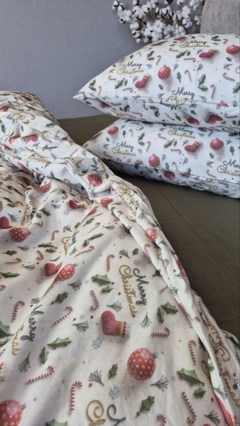 Комплект постільної білизни Святковий Настрійхакі Turkish Flannel 5D Merry Christmas - зображення 8