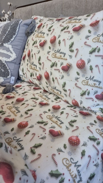Комплект постільної білизни Святковий Настрійхакі Turkish Flannel 5D Merry Christmas - зображення 10