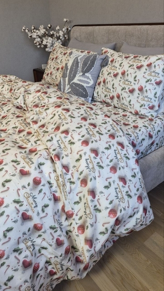 Комплект постільної білизни Святковий Настрійхакі Turkish Flannel 5D Merry Christmas - зображення 7