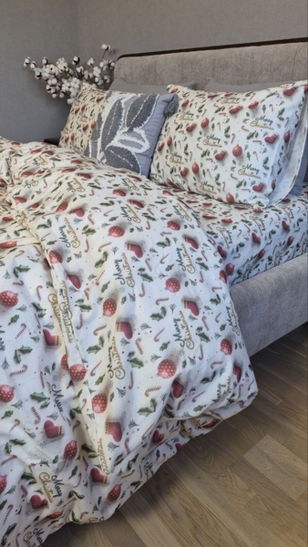 Комплект постільної білизни Святковий Настрійхакі Turkish Flannel 5D Merry Christmas - зображення 9