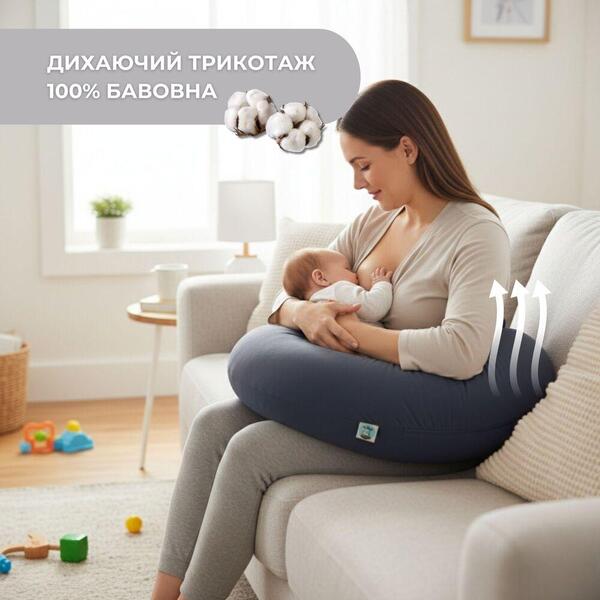 U-подібна подушка для вагітних SeiDesign 30 x 190 см, для сну та годування, бавовна, знімна наволочка, темно-сіра - зображення 14