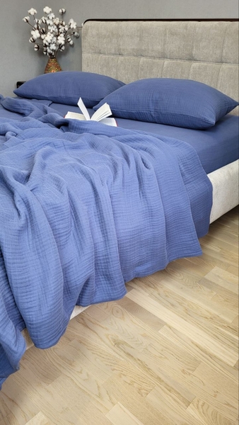 Муслінове покривало Navy Blue зі 100 бавовни, ТМ Комфорт-текстиль - зображення 5