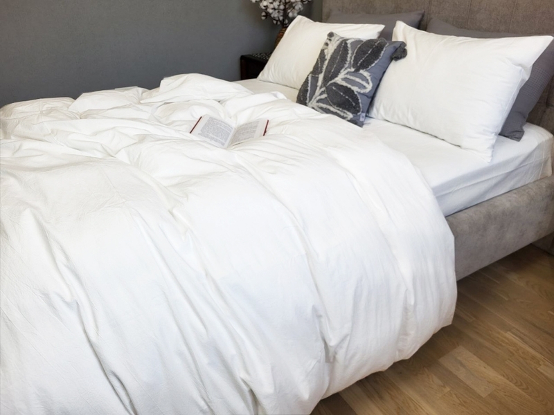 Комплект постільної білизни White, Варена бавовна LUXURY, ТМ Комфорт-текстиль - зображення 1