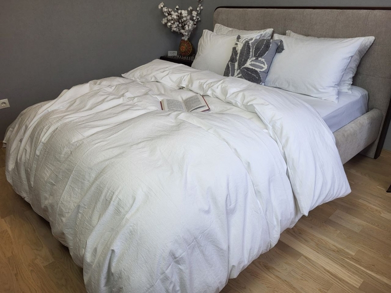 Комплект постільної білизни White, Варена бавовна LUXURY, ТМ Комфорт-текстиль - зображення 5
