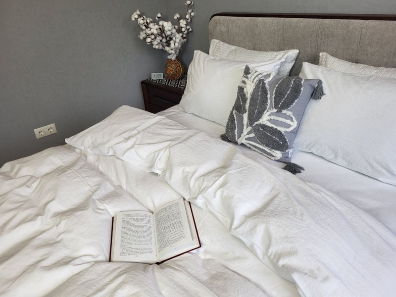 Комплект постільної білизни White, Варена бавовна LUXURY, ТМ Комфорт-текстиль - зображення 2