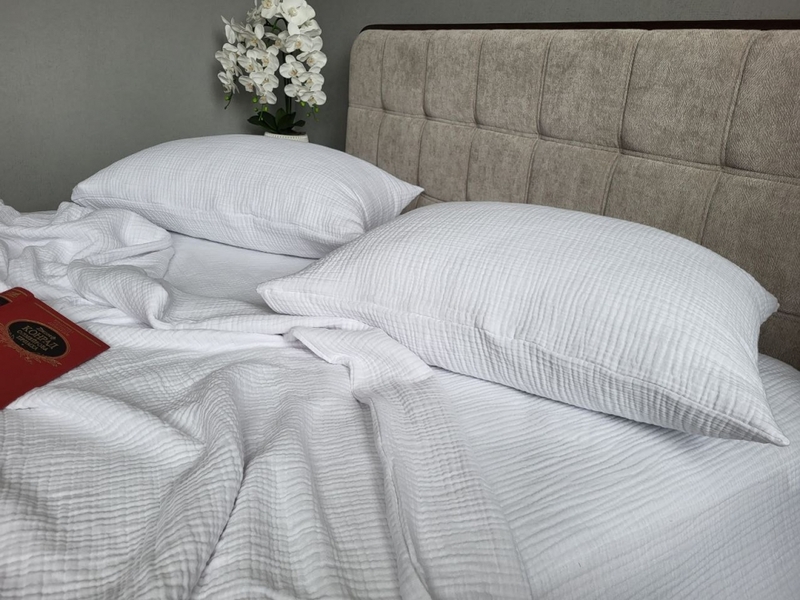 Комплект постельного белья White из четырехслойного муслина, 100 хлопок, ТМ Комфорт-текстиль - изображение 1