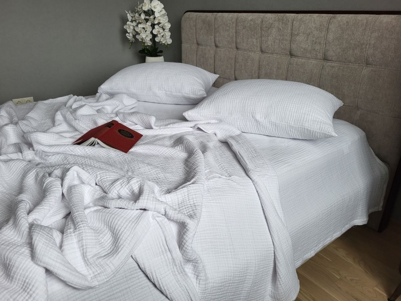 Комплект постельного белья White из четырехслойного муслина, 100 хлопок, ТМ Комфорт-текстиль - изображение 4