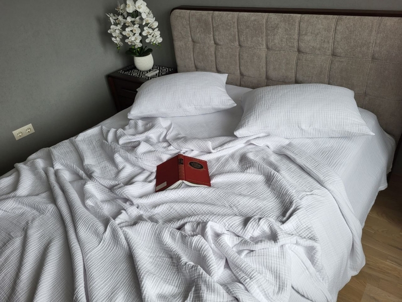 Комплект постельного белья White из четырехслойного муслина, 100 хлопок, ТМ Комфорт-текстиль - изображение 5