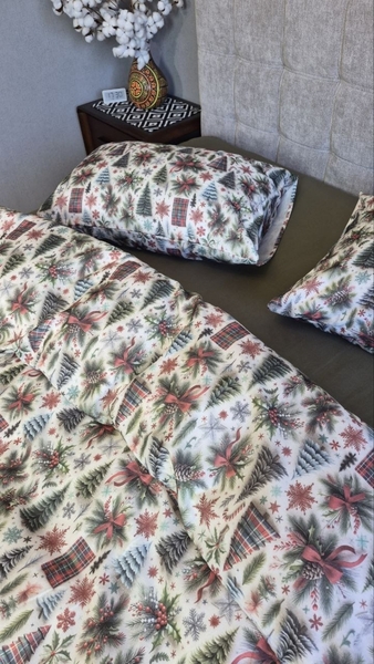 Комплект постільної білизни Ялинкихакі Turkish Flannel 5D білий з ялинками - зображення 11