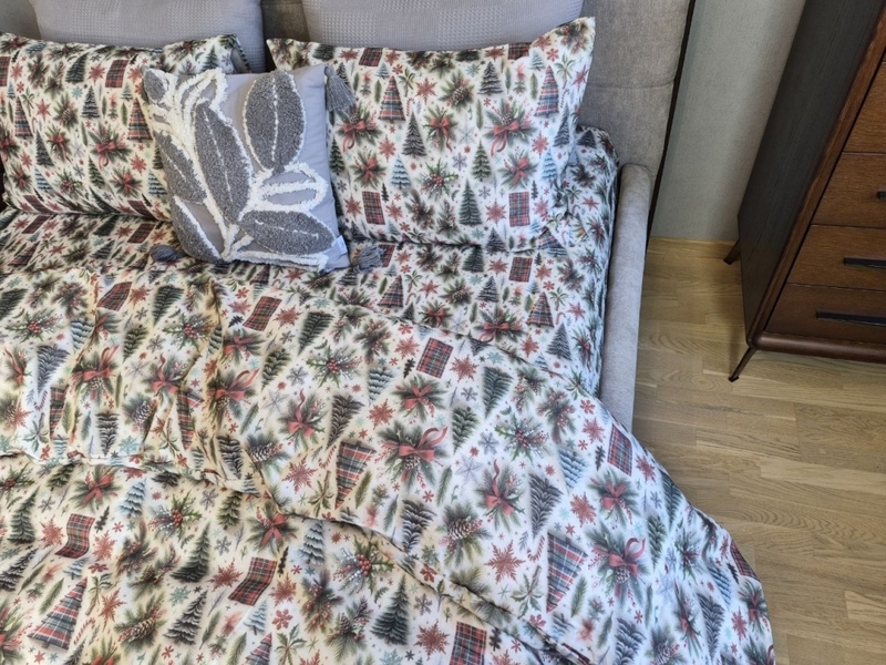 Комплект постільної білизни Ялинки Turkish Flannel 5D новорічний - зображення 2