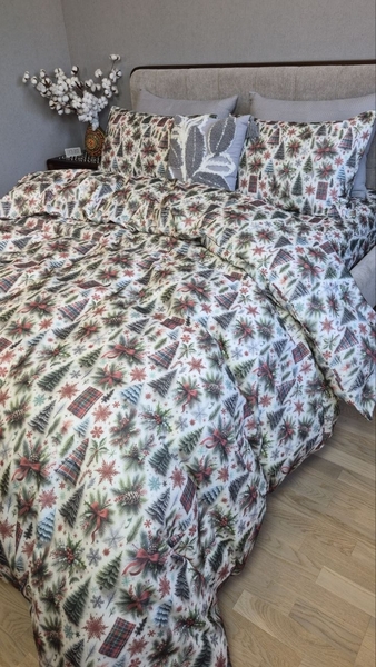 Комплект постільної білизни Ялинки Turkish Flannel 5D новорічний - зображення 4