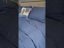 Обзор комплекта постельного белья сатин Гофре (жатка) Satin GOFRE, S3035 цвет синий